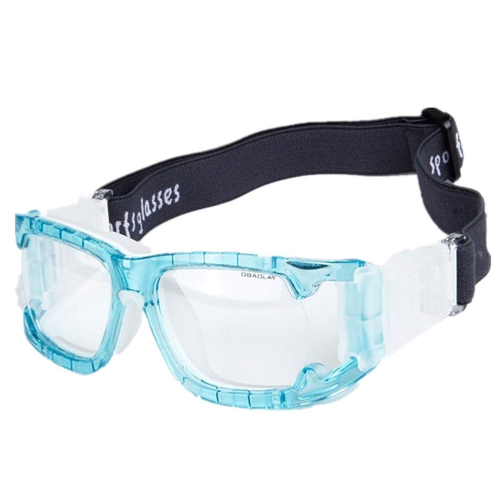 WIRUN Professional Sports Goggles Dribbling Protective Safety Eyewear Basketball Glasses for Adult Men Youth with Adjustable (Transparent Blue)