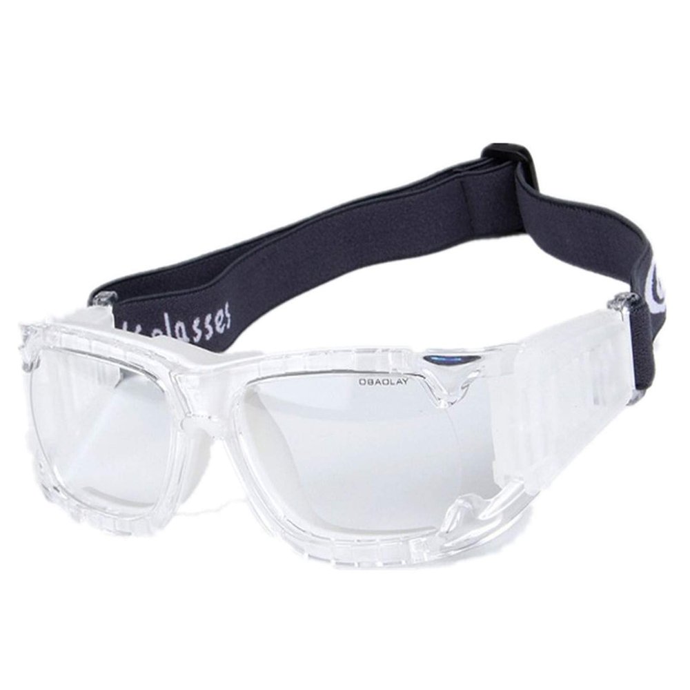 WIRUN Professional Sports Goggles Dribbling Protective Safety Eyewear Basketball Glasses for Adult Men Youth with Adjustable (Transparent White)