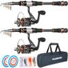 PLUSINNO Fishing Rod and Reel Combos -24 Ton Carbon Fiber Telescopic Fishing Pole - Spinning Reel 12 +1 Shielded Bearings Stainless Steel BB-Free Carrier Bag Case, Travel Saltwater Freshwater Fishing view 1