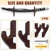 Chunful 2 Pcs Sword Wall Mount Sword Holder Katana Stand 1 Tier Hanger Adjustable Wooden Mounts for Samurai(5.91 x 2.76 x 1.38 Inches,Reddish Brown) view 2