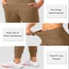 Soothfeel Women's Joggers with Zipper Pockets High Waisted Athletic Workout Yoga Pants Joggers for Women Dark Khaki view 4