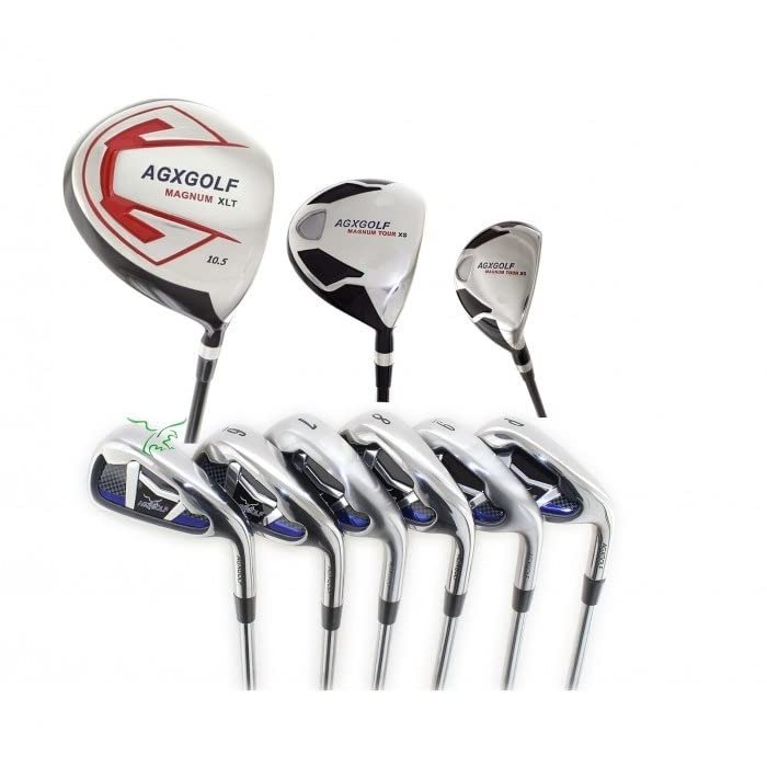 AGXGOLF: Men's Right Hand Cadet Length (-1 inch) Magnum XS-Tour Golf Club Set; w/Oversize Driver + 3 Wood + Hybrid Utility Iron + X-Tour Design 5-PW Irons + SW: Free Putter; USA Bilt!