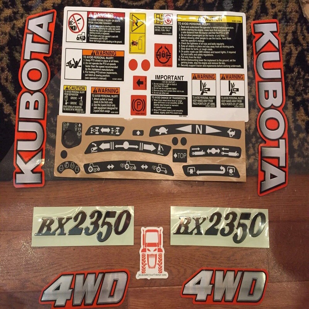 Decal Kit Tractor Decals Sticker Full Set *Restore +Applicator Tool OEM Compatibe with Kubota BX 2350 Tractor BX
