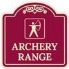 Archery Range with Graphic Decor Sign, (SI-74262) Burgundy Dark, 24x24 Inches, ACM, Fade Resistant, Made in USA view 1
