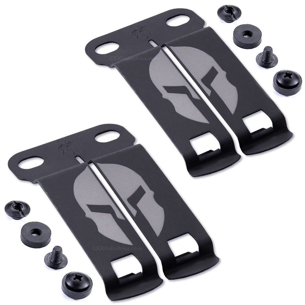 [2 Pack] Monoblock Gear Belt Clips - (w/Spartan Helmet Engraving) - (w/Hardware) - (1.50in Belts) - Inside-The-Waistband/IWB Holster Mounting Attachment