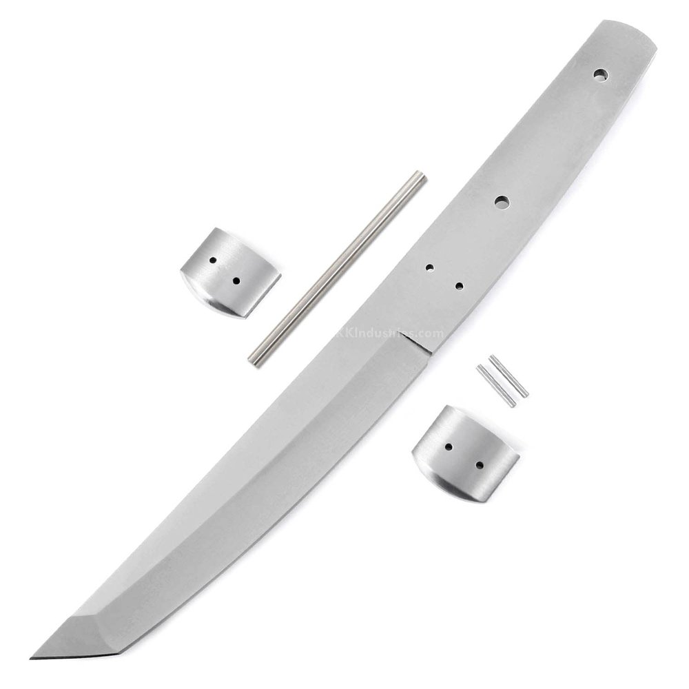 EZSMITH Sensei Knife Kit - DIY Fixed Blade Knife - (Blade Blank, SS Bolsters & Pinstock Only) - (No Handles) - (USA Design) - (Gift Boxed) - (by KnifeKits)