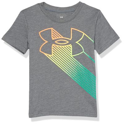 Under Armour Boys' Short Sleeve Logo Graphic T-Shirt, Lightweight & Breathable, Relaxed Fit, Pitch Gray Blaze, 4