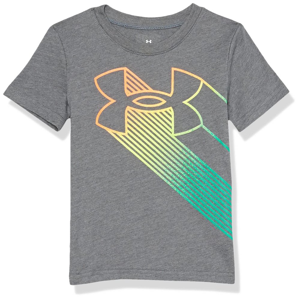 Under Armour Boys' Short Sleeve Logo Graphic T-Shirt, Lightweight & Breathable, Relaxed Fit, Pitch Gray Blaze, 4