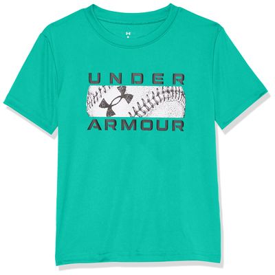 Under Armour Boys' Short Sleeve Baseball Graphic T-Shirt, Lightweight & Breathable, Relaxed Fit, Birdie Green Hardball, 4
