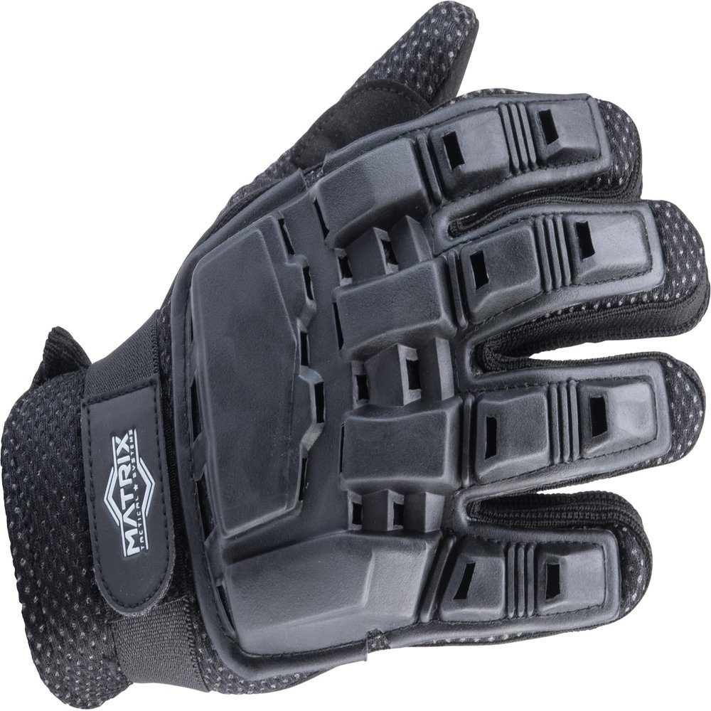 Evike Airsoft - Matrix Full Finger Rubber-Shell Tactical Gloves (Color: Black/X-Large)