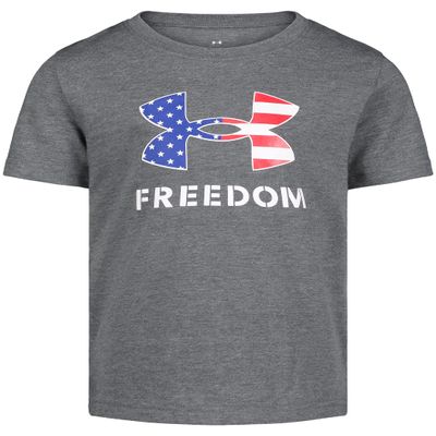 Under Armour Boys' Short Sleeve Core Graphic T-Shirt, Lightweight & Breathable, Relaxed Fit, Gray Freedom, 4