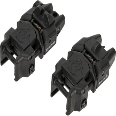 Evike Airsoft - Dual-Profile Rhino Flip-up Sights - Front & Rear (Color: Black)