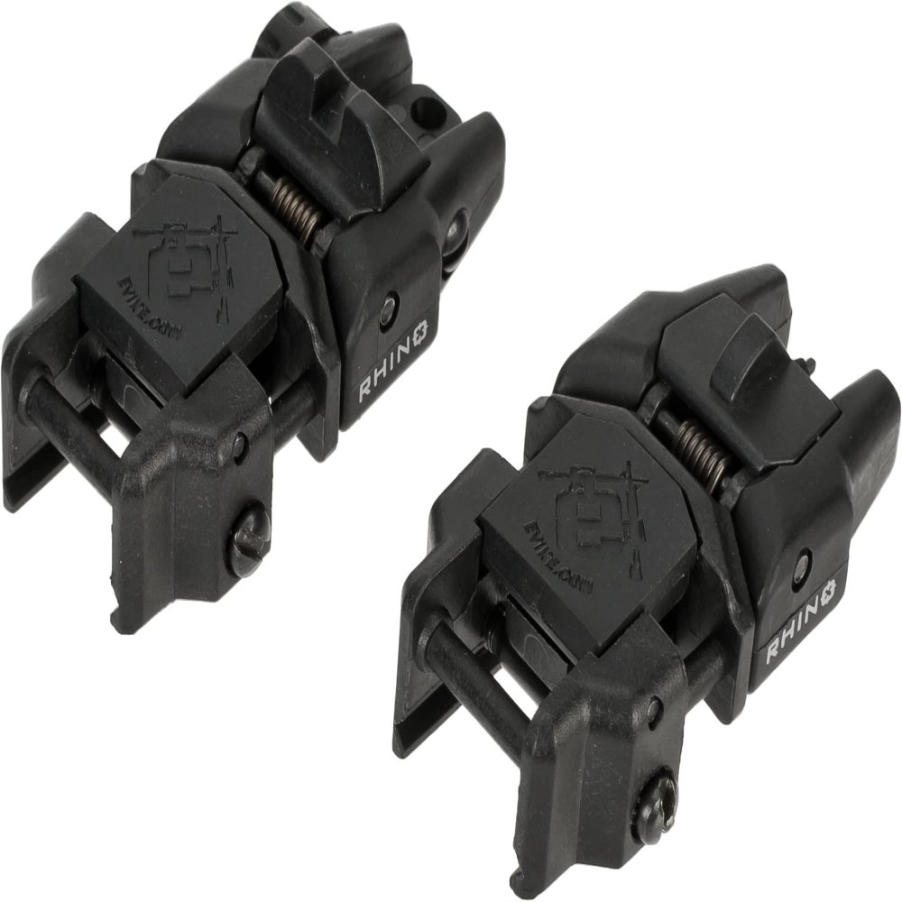 Evike Airsoft - Dual-Profile Rhino Flip-up Sights - Front & Rear (Color: Black)