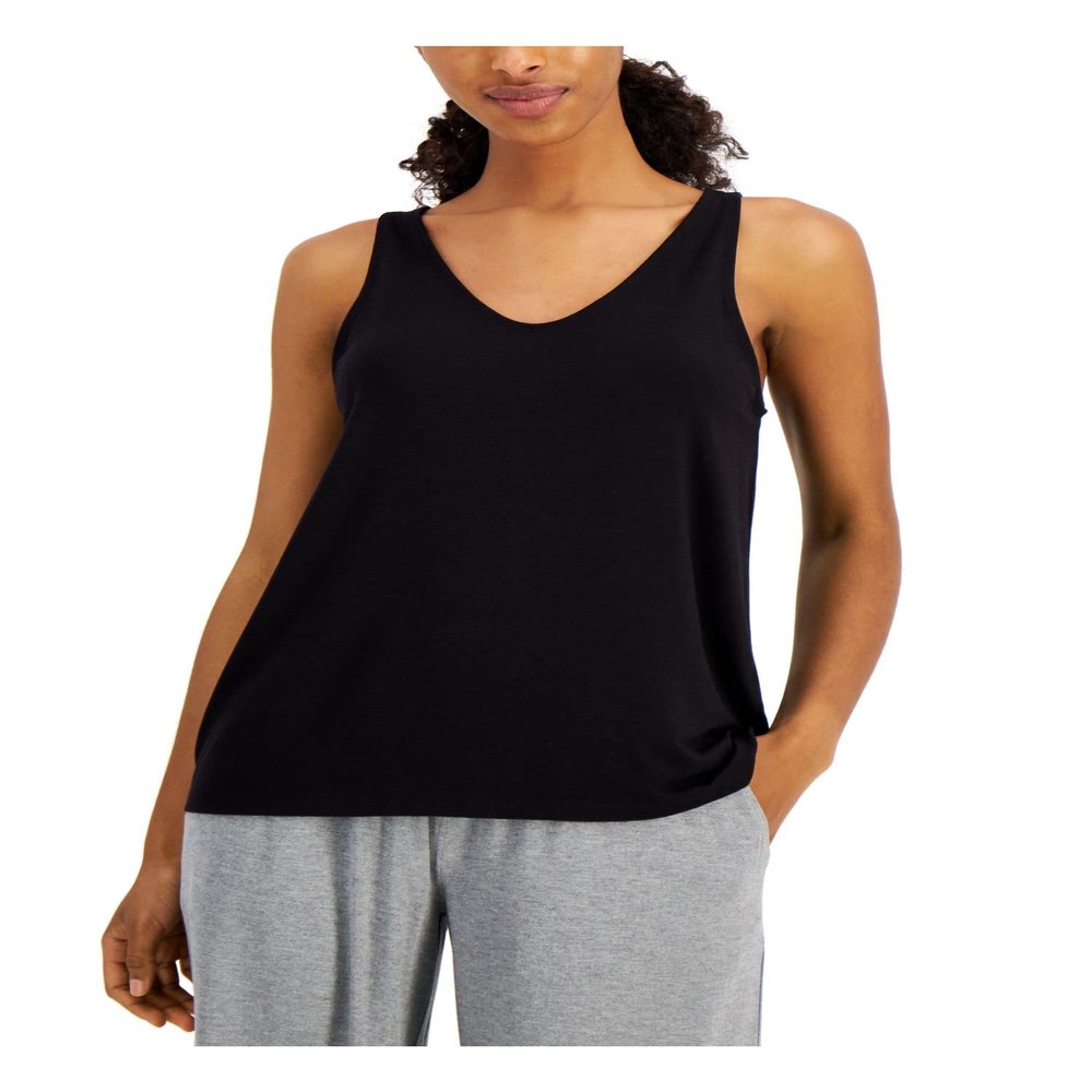 Ideology Womens Black Stretch Sleeveless V Neck Active Wear Tank Top XS