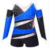 CHICTRY Girls Gymnastics Leotards with Shorts Long Sleeve Off Shoulder Athletic Unitard Biketard Dance Outfit Blue 6 Years view 1