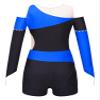 CHICTRY Girls Gymnastics Leotards with Shorts Long Sleeve Off Shoulder Athletic Unitard Biketard Dance Outfit Blue 6 Years view 2