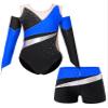 CHICTRY Girls Gymnastics Leotards with Shorts Long Sleeve Off Shoulder Athletic Unitard Biketard Dance Outfit Blue 6 Years view 3