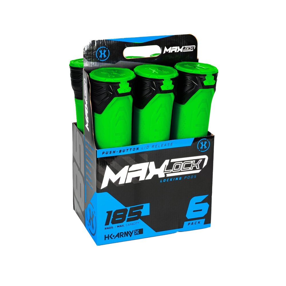 HK Army Paintball Pods - MaxLock 185 Round Locklid 6-Pack (Cobalt)
