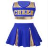 JEATHA Teen Girls Cheerleading Outfits Cheer Leader Uniform Sleeveless Letter Print Crop Tops with Skirt Set Blue 10 Years view 1