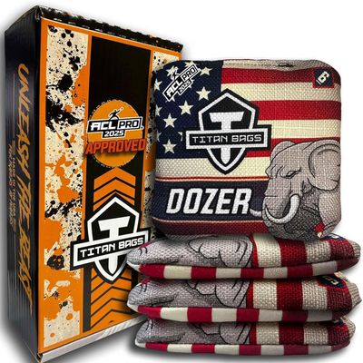 Titan Bags Dozer Cornhole Bags - 6" x 6" ACL PRO Approved Cornhole Bean Bags for Tournaments - Versatile & Durable Professional Cornhole Bags Ideal for Indoor/Outdoor Toss Games - America (Set of 4)