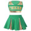 JEATHA Teen Girls Cheerleading Outfits Cheer Leader Uniform Sleeveless Letter Print Crop Tops with Skirt Set Green 16 Years view 1