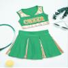 JEATHA Teen Girls Cheerleading Outfits Cheer Leader Uniform Sleeveless Letter Print Crop Tops with Skirt Set Green 16 Years view 4