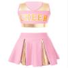 JEATHA Teen Girls Cheerleading Outfits Cheer Leader Uniform Sleeveless Letter Print Crop Tops with Skirt Set Light Pink 6 Years view 1