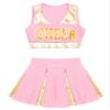 JEATHA Teen Girls Cheerleading Outfits Cheer Leader Uniform Sleeveless Letter Print Crop Tops with Skirt Set Light Pink 6 Years view 3