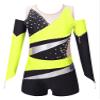 CHICTRY Girls Gymnastics Leotards with Shorts Long Sleeve Off Shoulder Athletic Unitard Biketard Dance Outfit Yellow 6 Years view 1
