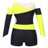 CHICTRY Girls Gymnastics Leotards with Shorts Long Sleeve Off Shoulder Athletic Unitard Biketard Dance Outfit Yellow 6 Years view 2