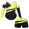 CHICTRY Girls Gymnastics Leotards with Shorts Long Sleeve Off Shoulder Athletic Unitard Biketard Dance Outfit Yellow 6 Years view 3