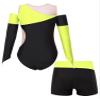 CHICTRY Girls Gymnastics Leotards with Shorts Long Sleeve Off Shoulder Athletic Unitard Biketard Dance Outfit Yellow 6 Years view 4