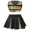 JEATHA Teen Girls Cheerleading Outfits Cheer Leader Uniform Sleeveless Letter Print Crop Tops with Skirt Set Black 6 Years view 1