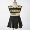 JEATHA Teen Girls Cheerleading Outfits Cheer Leader Uniform Sleeveless Letter Print Crop Tops with Skirt Set Black 6 Years view 2