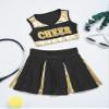JEATHA Teen Girls Cheerleading Outfits Cheer Leader Uniform Sleeveless Letter Print Crop Tops with Skirt Set Black 6 Years view 4