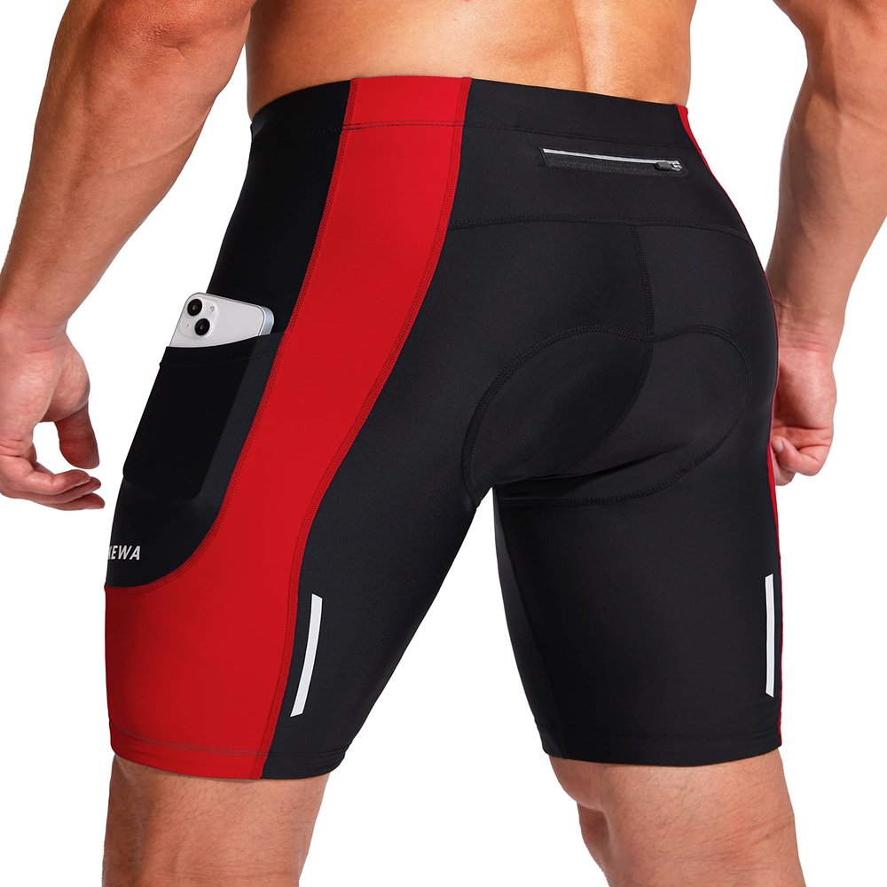 Bike Shorts for Men 3D Padded Bicycle Cycling Underwear Road Biking Biker Mountain Riding Cycle UPF 50+ Shorts Zipper Pockets?Black/Red 3X-Large