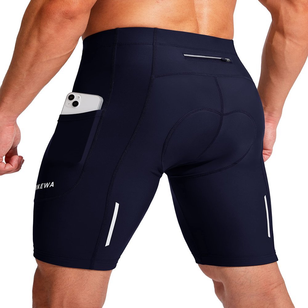 Bike Shorts for Men 3D Padded Bicycle Cycling Underwear Road Biking Biker Mountain Riding Cycle UPF 50+ Shorts Zipper Pockets?Navy 3X-Large