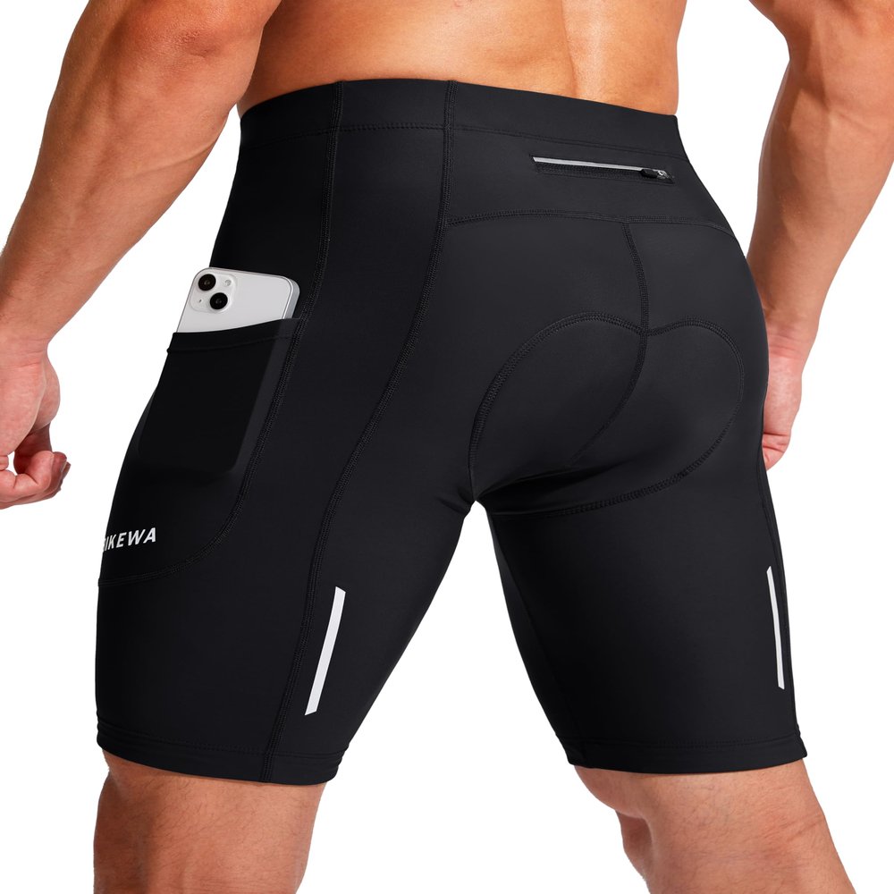 Bike Shorts for Men 3D Padded Bicycle Cycling Underwear Road Biking Biker Mountain Riding Cycle UPF 50+ Shorts Zipper Pockets?Black 3X-Large