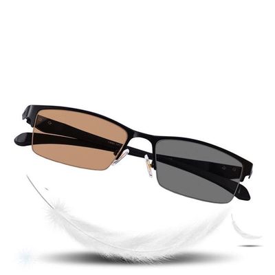 FREAZE Photochromic Eyeglasses Men Half Frame Reading Glasses Business Eyewear Light Weight Eye Care Readers Gray/tan Lenses (Color : Brown, Size : +2.5)