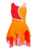 CHICTRY Girls Professional Figure Skating Dress Rhinestone Sleeveless Ice Skating Competition Dress Orange 12 Years view 1