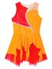 CHICTRY Girls Professional Figure Skating Dress Rhinestone Sleeveless Ice Skating Competition Dress Orange 12 Years view 3