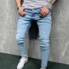 DGHM-JLMY Men's Casual Ripped Slim Jeans Stretchy Ripped Skinny Jeans Taped Jeans Stretch Destroyed Denim Pants (Light Blue,28) view 3