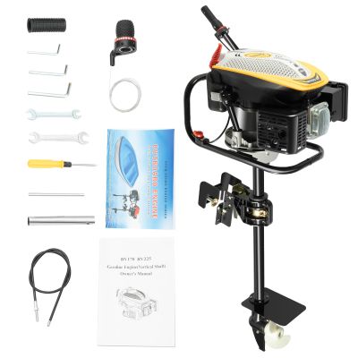 BJTDLLX Outboard Motor, 225cc 4 Stroke 9HP Outboard Motor Propeller Boat Engine for Fishing, 360 Degree Steering Rotation Heavy Duty Single Cylinder Air-cooled Gas powered Boat Engine