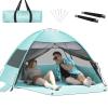 Large Easy Setup Beach Tent,Anti-UV Beach Shade Beach Canopy Tent Sun Shade with Extended Floor & 3 Mesh Roll Up Windows Fits 3-4 Person,Portable Shade Tent for Outdoor Camping Fishing (Mint Green) view 1