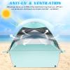 Large Easy Setup Beach Tent,Anti-UV Beach Shade Beach Canopy Tent Sun Shade with Extended Floor & 3 Mesh Roll Up Windows Fits 3-4 Person,Portable Shade Tent for Outdoor Camping Fishing (Mint Green) view 2