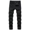DGHM-JLMY Men's Ripped Zipper Denim Stretch Pants Knee Rips Zip Distressed Stretch Denim Pants Stretchy Fashion Holes Jeans (Black,28) view 1