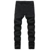 DGHM-JLMY Men's Ripped Zipper Denim Stretch Pants Knee Rips Zip Distressed Stretch Denim Pants Stretchy Fashion Holes Jeans (Black,28) view 2