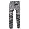 DGHM-JLMY Men's Casual Ripped Jeans Straight Fit Skinny Slim Fit Jeans with Holes Destroyed Distressed Tapered Leg Jean (Grey,28) view 1