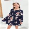 Girls Floral Ruffle Mini Dress Square Neck Lantern Sleeve Smocked Flower Chiffon Boho Sundress view 2