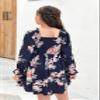 Girls Floral Ruffle Mini Dress Square Neck Lantern Sleeve Smocked Flower Chiffon Boho Sundress view 4